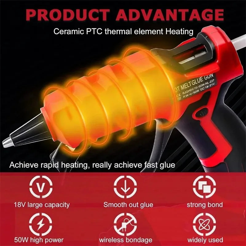 Cordless Glue Gun for Compatible 18 V Batteries