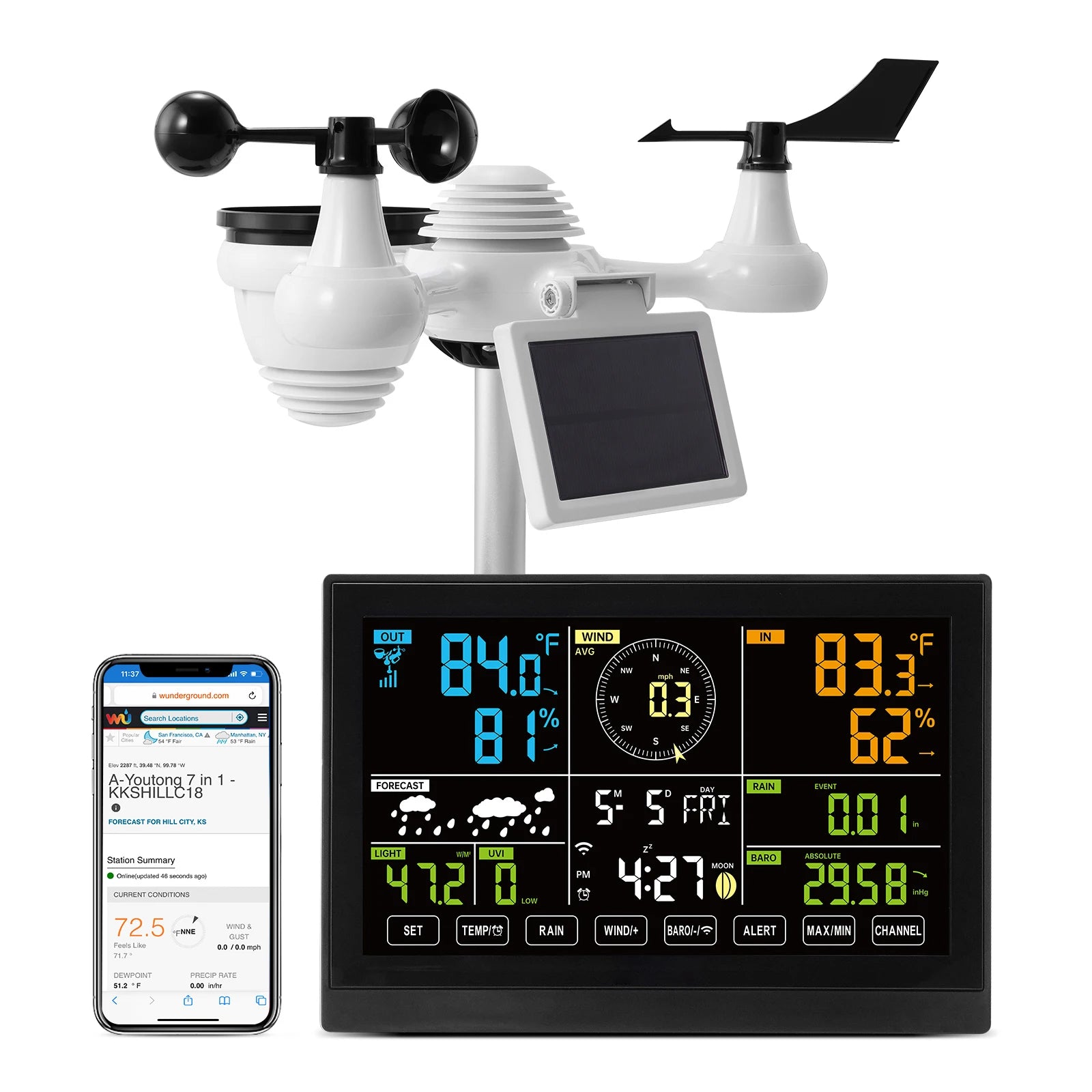 WiFi Weather Station with 7-in-1 Sensor and 7.5" Display