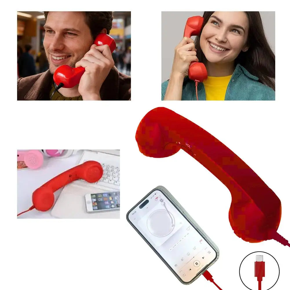 Retro słuchawka telefoniczna na kablu, USB-C lub 3,5 mm
