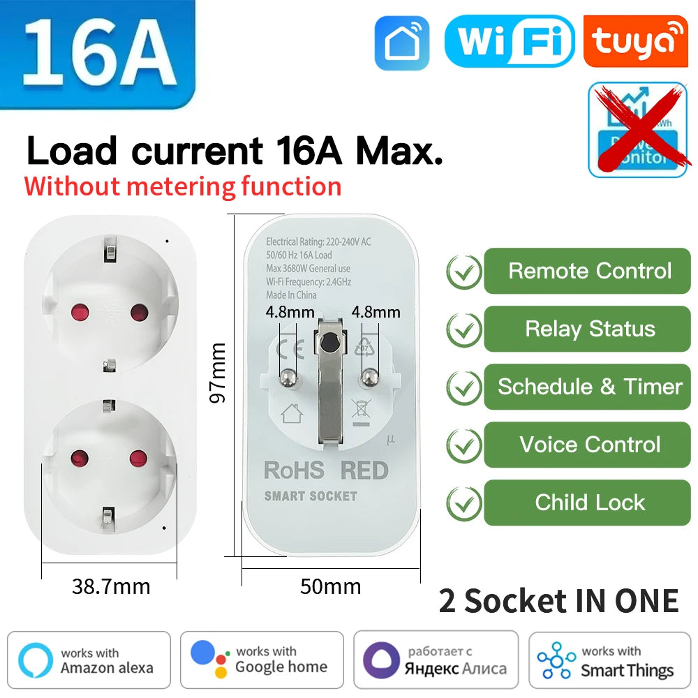 EU Smart Plug with Wi-Fi or Zigbee Options