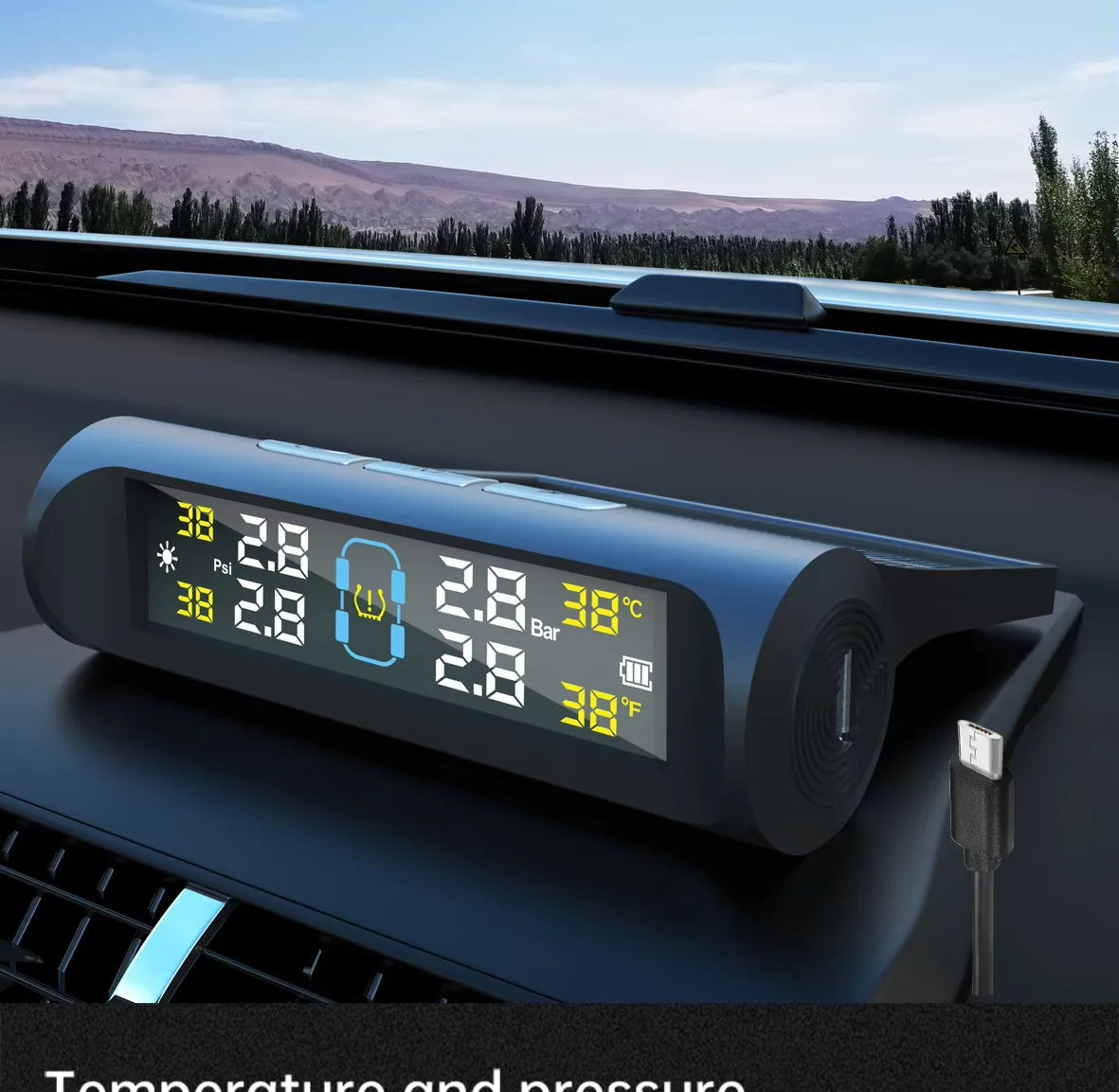 TY01 solcelledrevet/USB-sett for dekktrykkovervåking