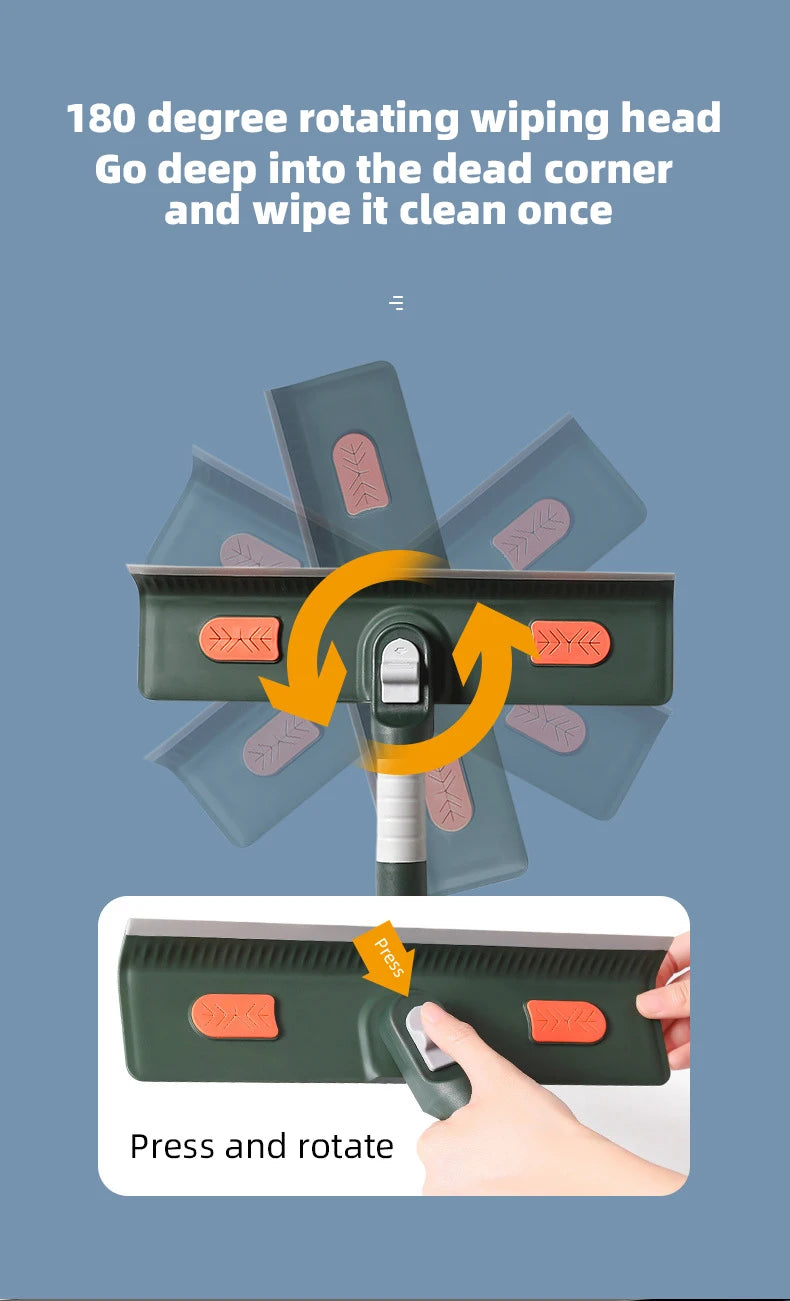 72-226CM Extended Window Cleaning Tool Glass Cleaner Mop with Silicone Scraper Window Cleaning Brush Household Cleaning Tools