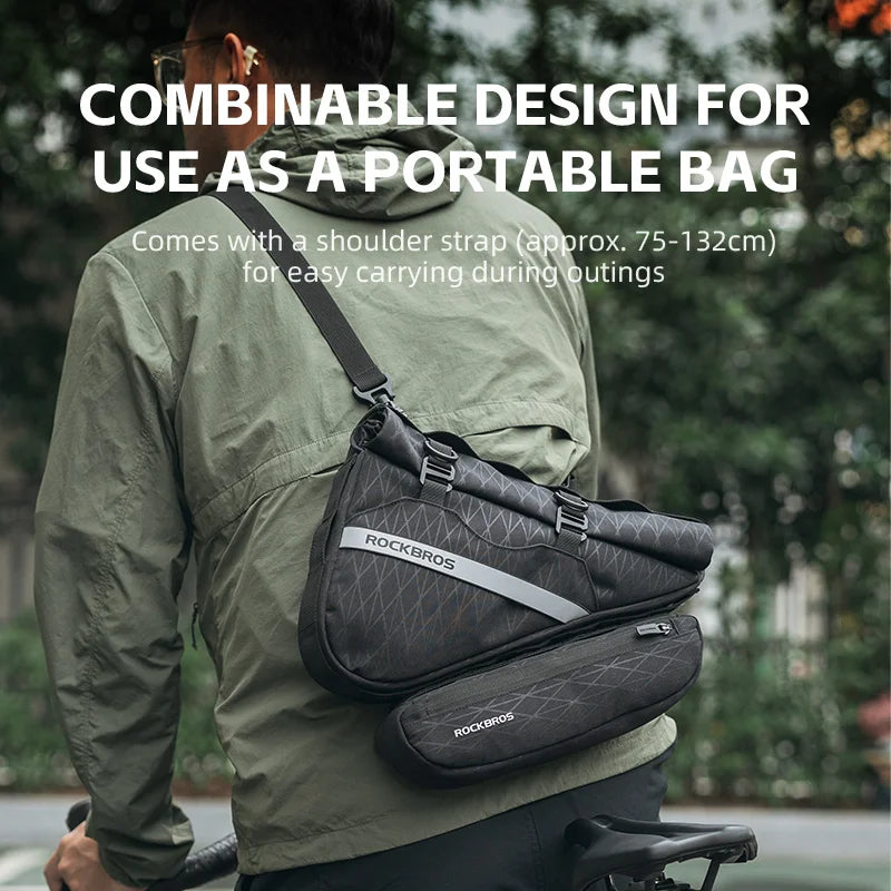 Waterproof Bicycle Triangle Bag 2-in-1 Detachable Bike Storage Pack