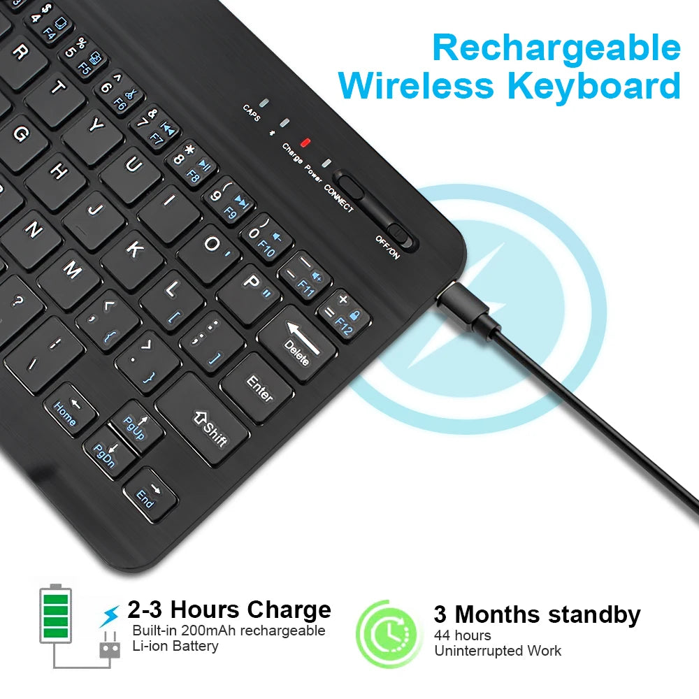 Compact Rechargeable Bluetooth Keyboard, English Layout