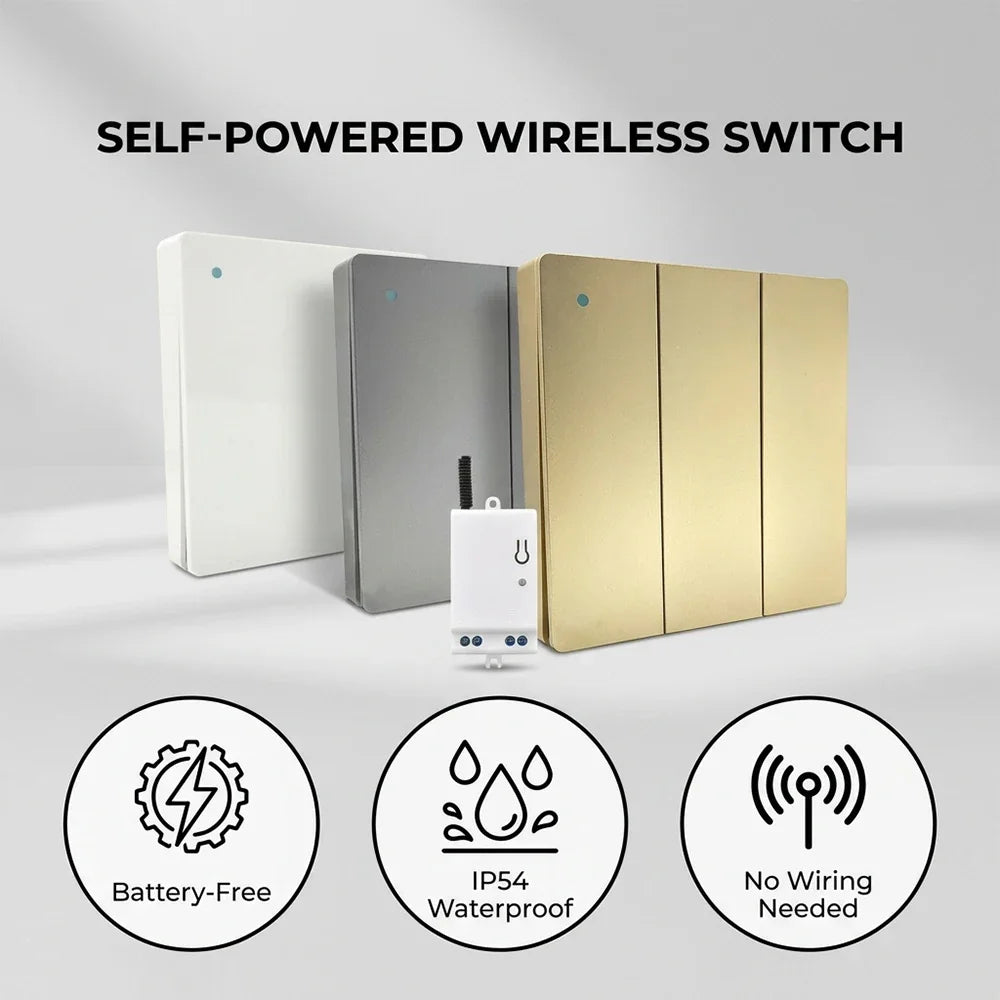 Self-Powered Kinetic Wall Switch, IP54, 95-260 V Receiver