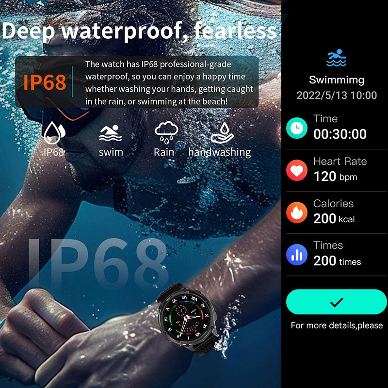 Smartwatch con chiamata Bluetooth all'aperto con bussola e GPS collegato al telefono