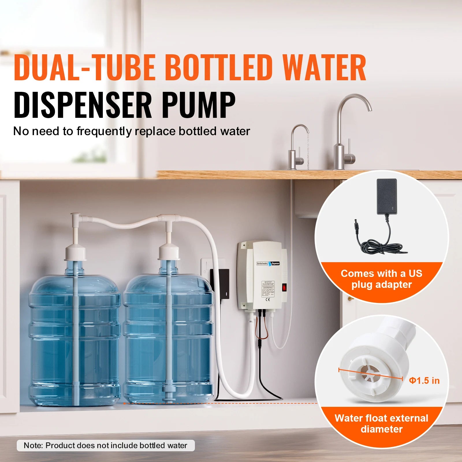 Dual 5-Gallon Bottled Water Pump System with Automatic Pressure Control