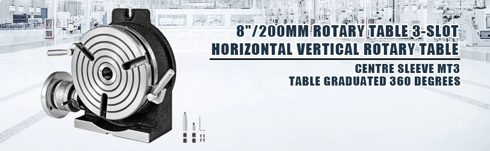 8" / 200mm Rotary Table HV8 Horizontal Vertical Milling Table MT3