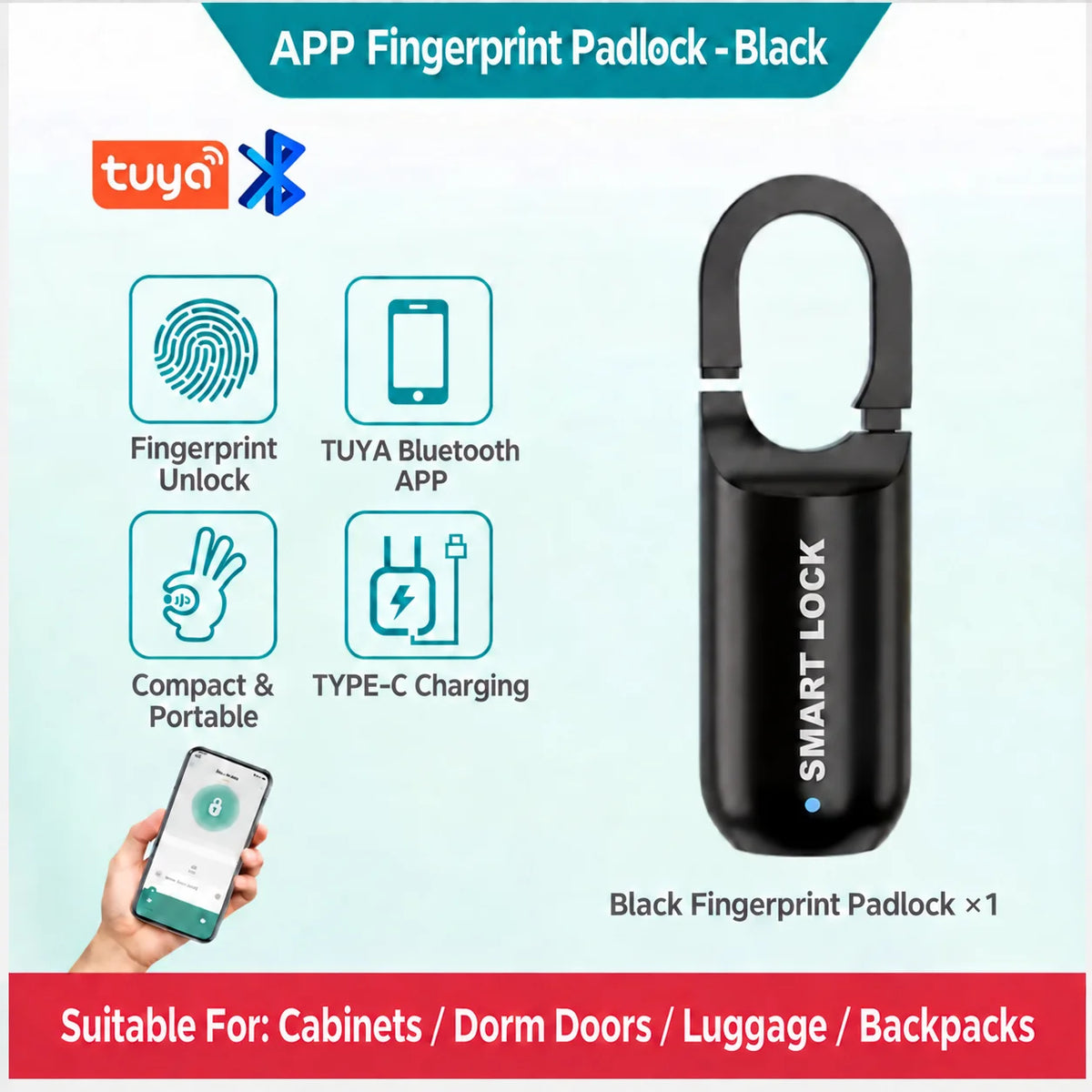 Mini Smart Fingerprint Lock Biometric Keyless Thumbprint Padlock School Gym Locker Small Rechargeable Electronic Locks