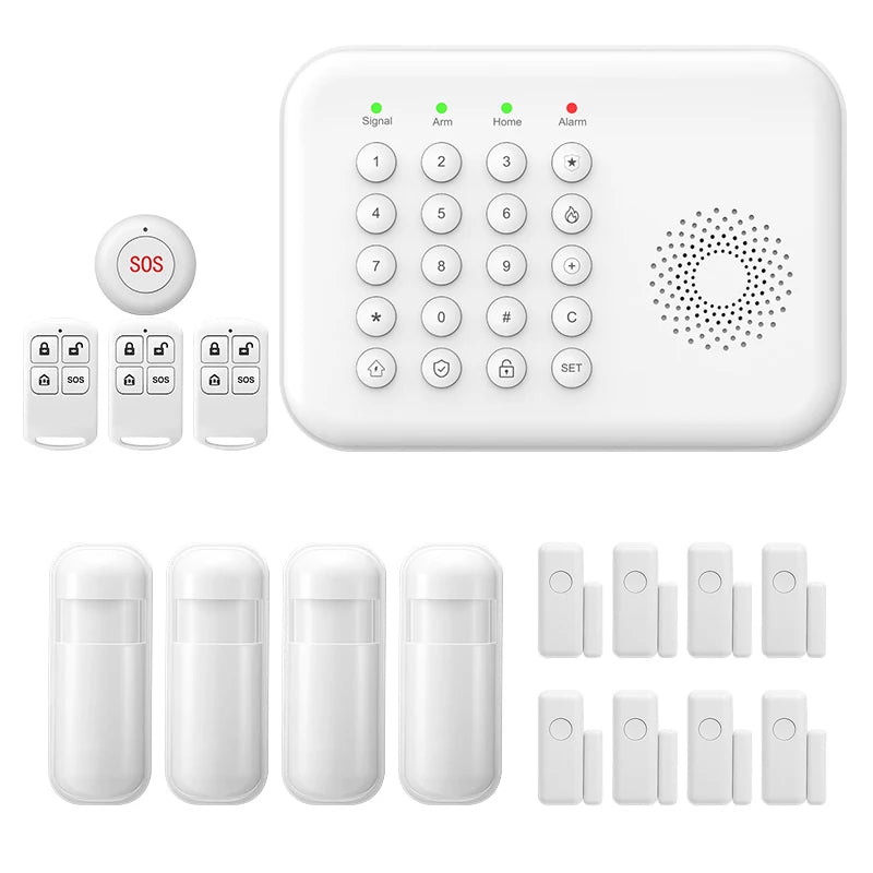PGST 4G WiFi Home Burglar Anti Theft Security Alarm Complete Kit Works with Tuya Works with Smart Life Smart App Remote Control Wireless Sensor Combination Standby Power Backup Alarm System Apartment Villa Store Warehouse Eur