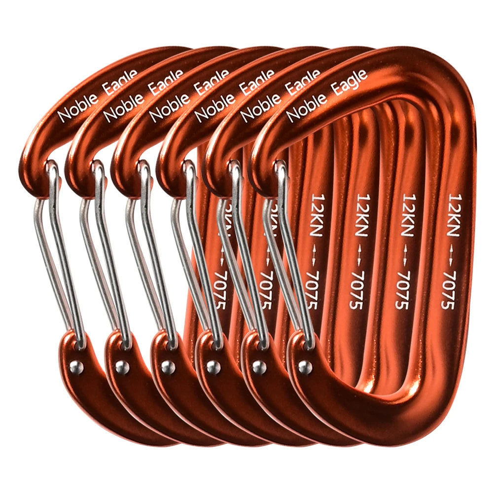 6-Piece 12kN Aluminum D-Ring Carabiner Set
