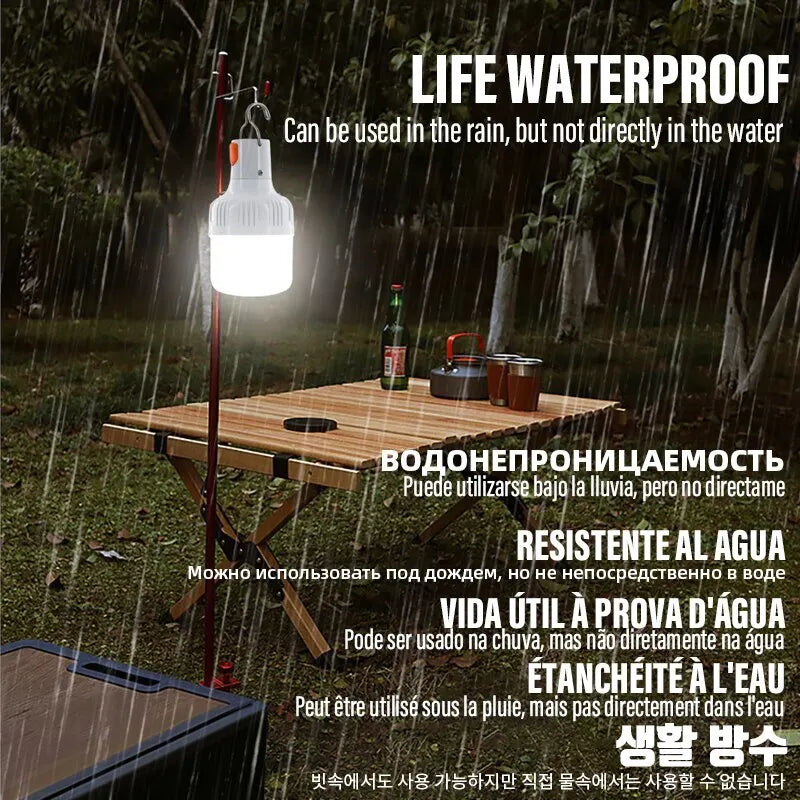 Portable Rechargeable LED Street Camping Light with Hook Dimmable Tent Lantern USB Charging Emergency Multifunctional LED Lamp