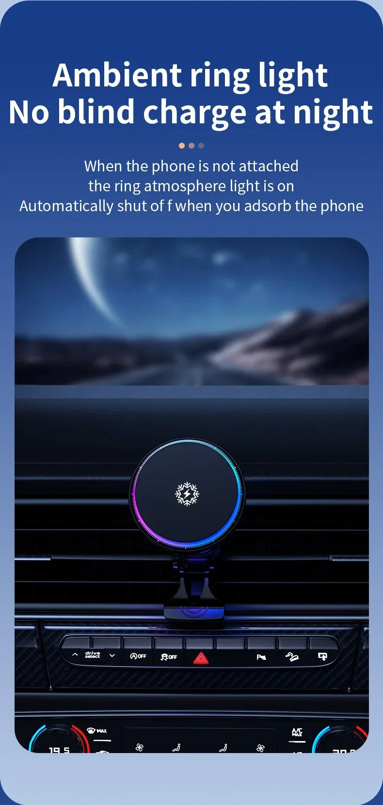 ice Cooling Magnetic Wireless Car Charger Stand for iPhone 16 15 14 13 12 Pro Max MacSafe Car Phone Holder Fast Charging Station