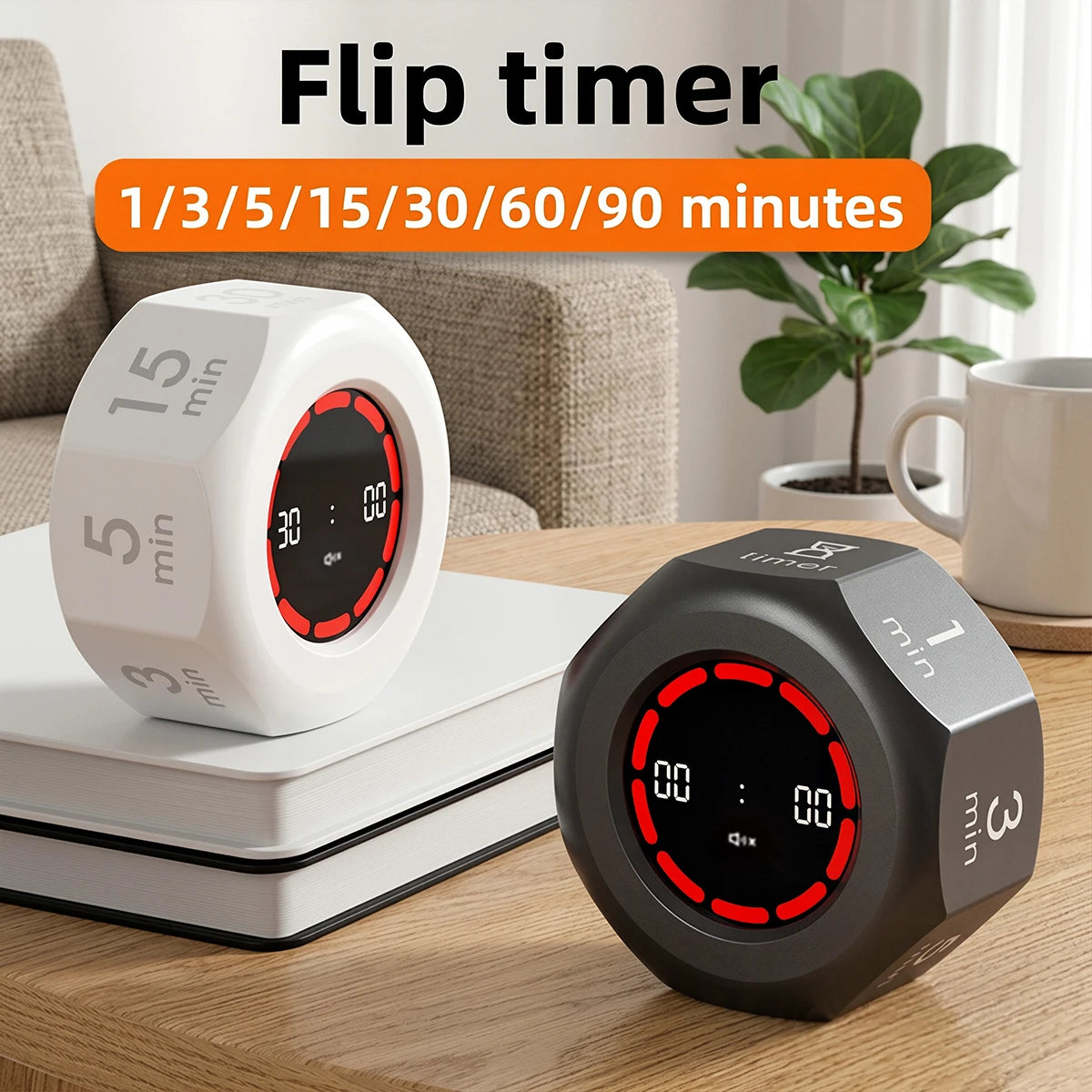 Rechargeable Flip Countdown Timer with Visual Ring