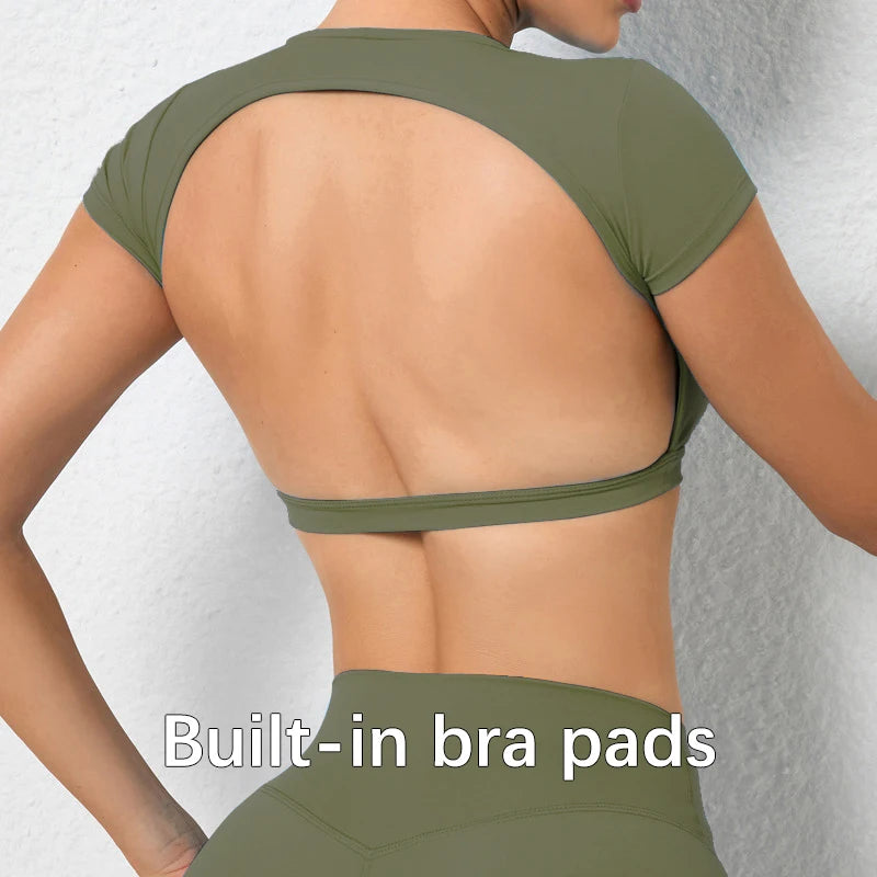 Top crop fără spate, elastic, pentru antrenament