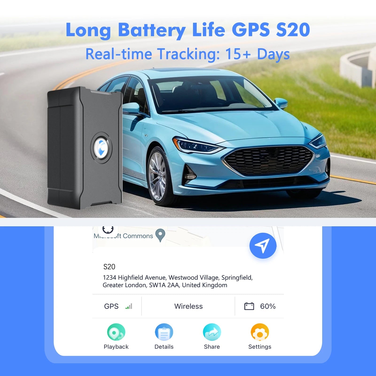 15 Days Battery Vehicle GPS Tracker Anti-Theft Tracking Locator with Service Fee for Truck/Car/Moto/Luggage Security Protection