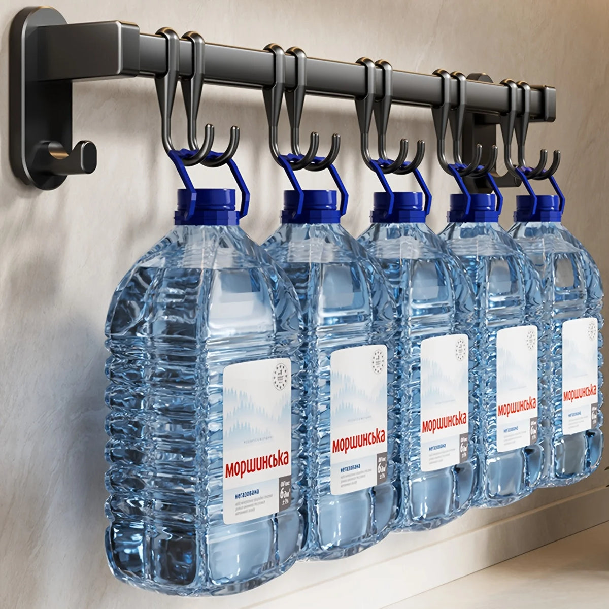 Wall-Mounted Plastic Kitchen Storage Rack, Adhesive or Screws