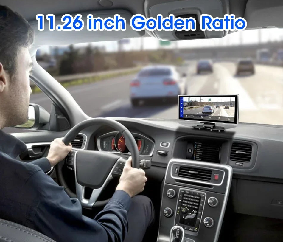 11.26 Inch 4K Dash Cam Rearview Mirror with Rear Camera and GPS