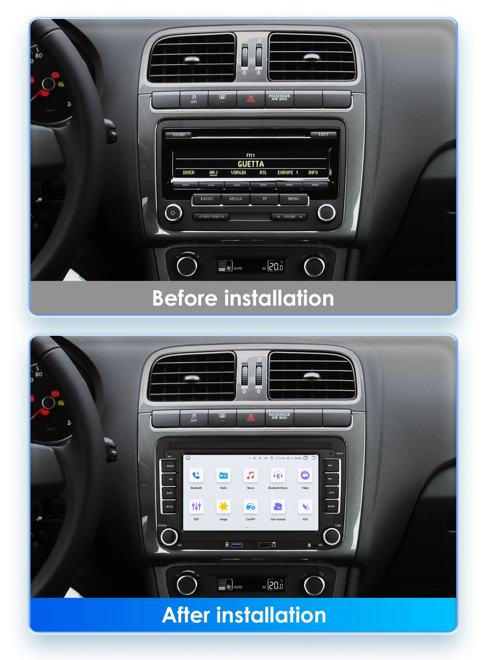 Android 13 Car Radio with CarPlay for Volkswagen Vehicles
