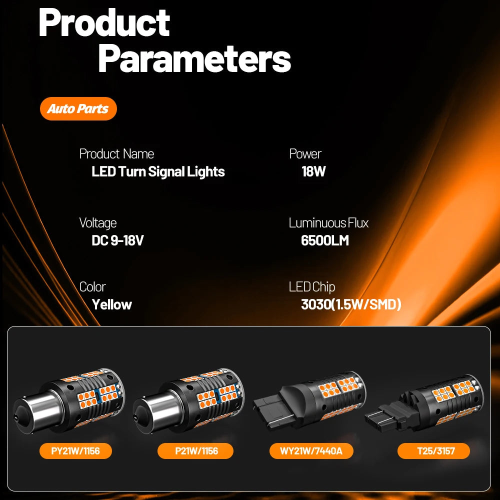 2 Stück PY21W BAU15S 7507 BA15S P21W 7506 WY21W 7440A T20 3156 P27W T25 LED Signallicht Blinker Beleuchtung Canbus Zubehör