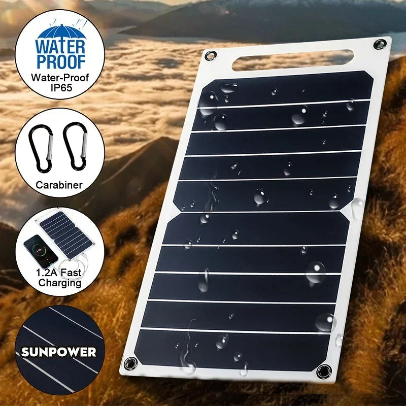 Portable USB Solar Panel with Carry Slot & Hanging Eyes