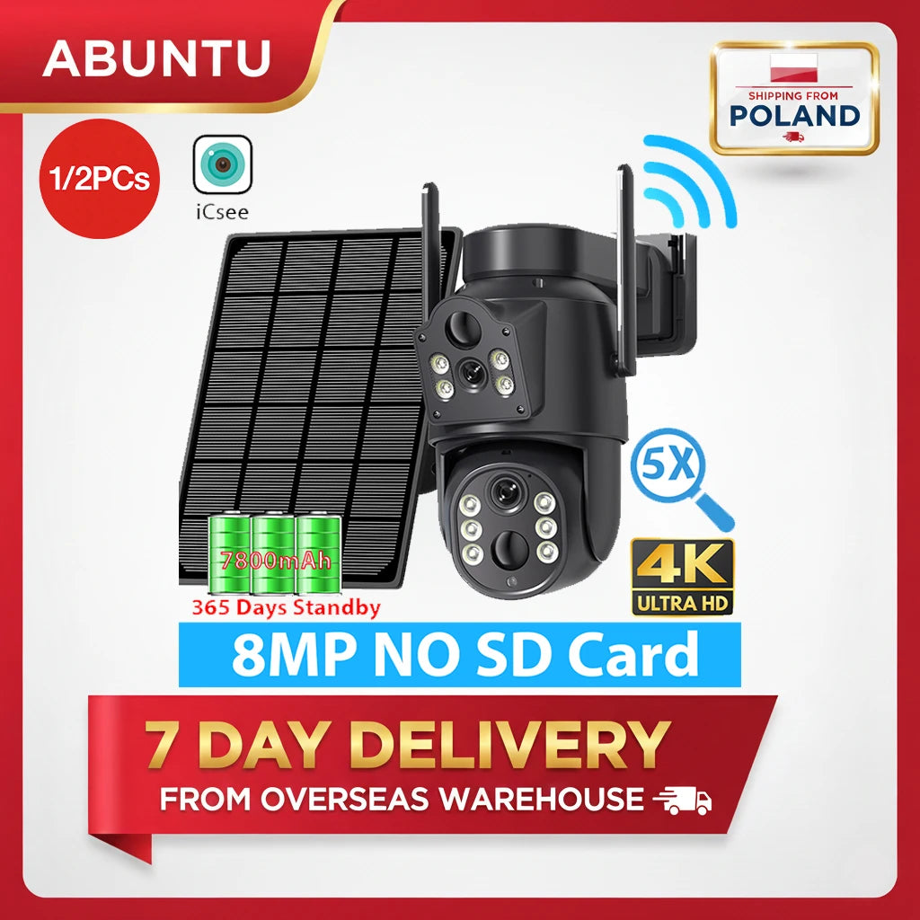 8MP 4K εξωτερική ασύρματη ηλιακή κάμερα ασφαλείας με διπλό φακό