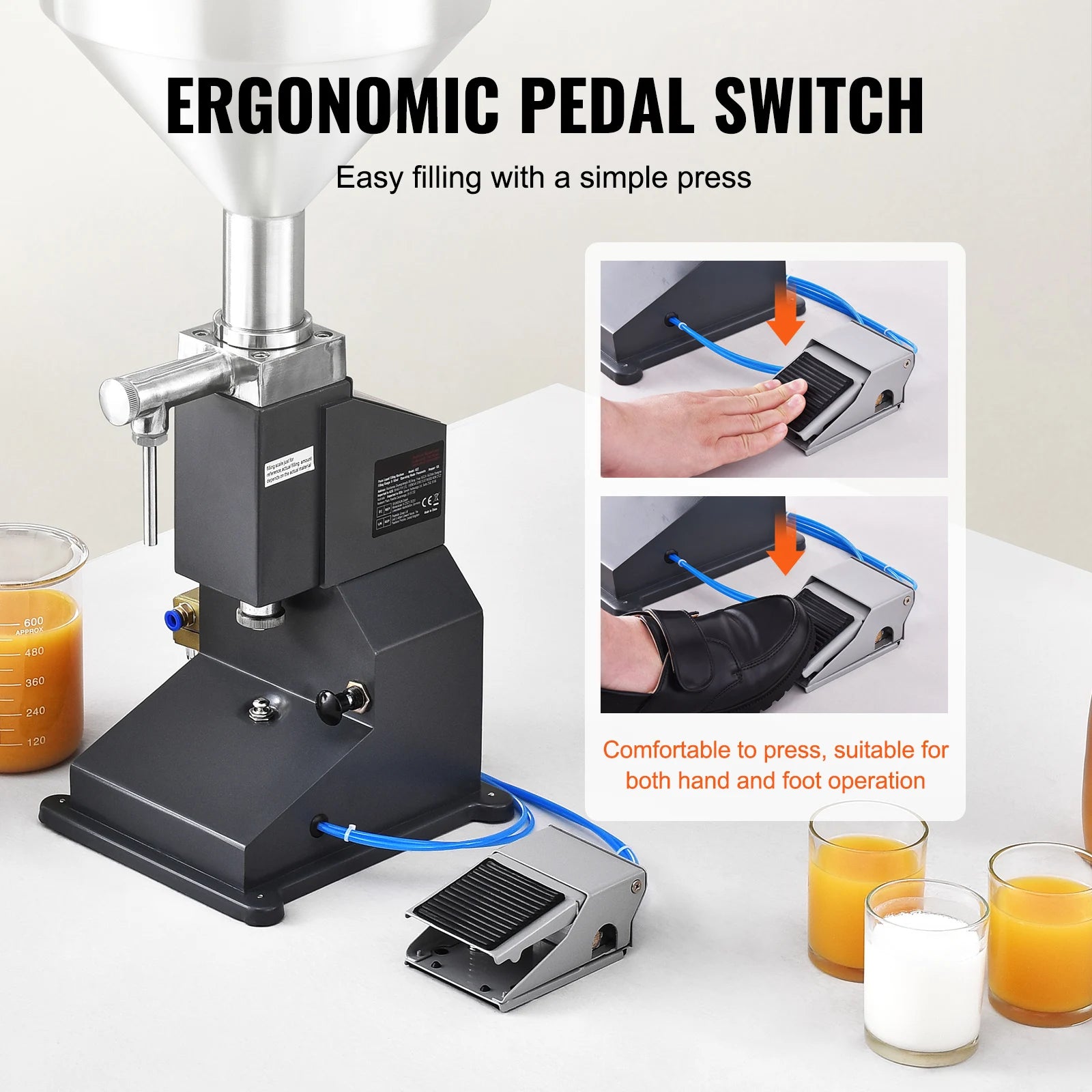 Pneumatic Liquid Filling Machine 5–50ml with Pedal Control