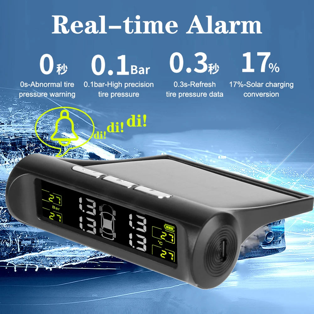 Solar TPMS Tire Pressure Monitoring System with External Sensors
