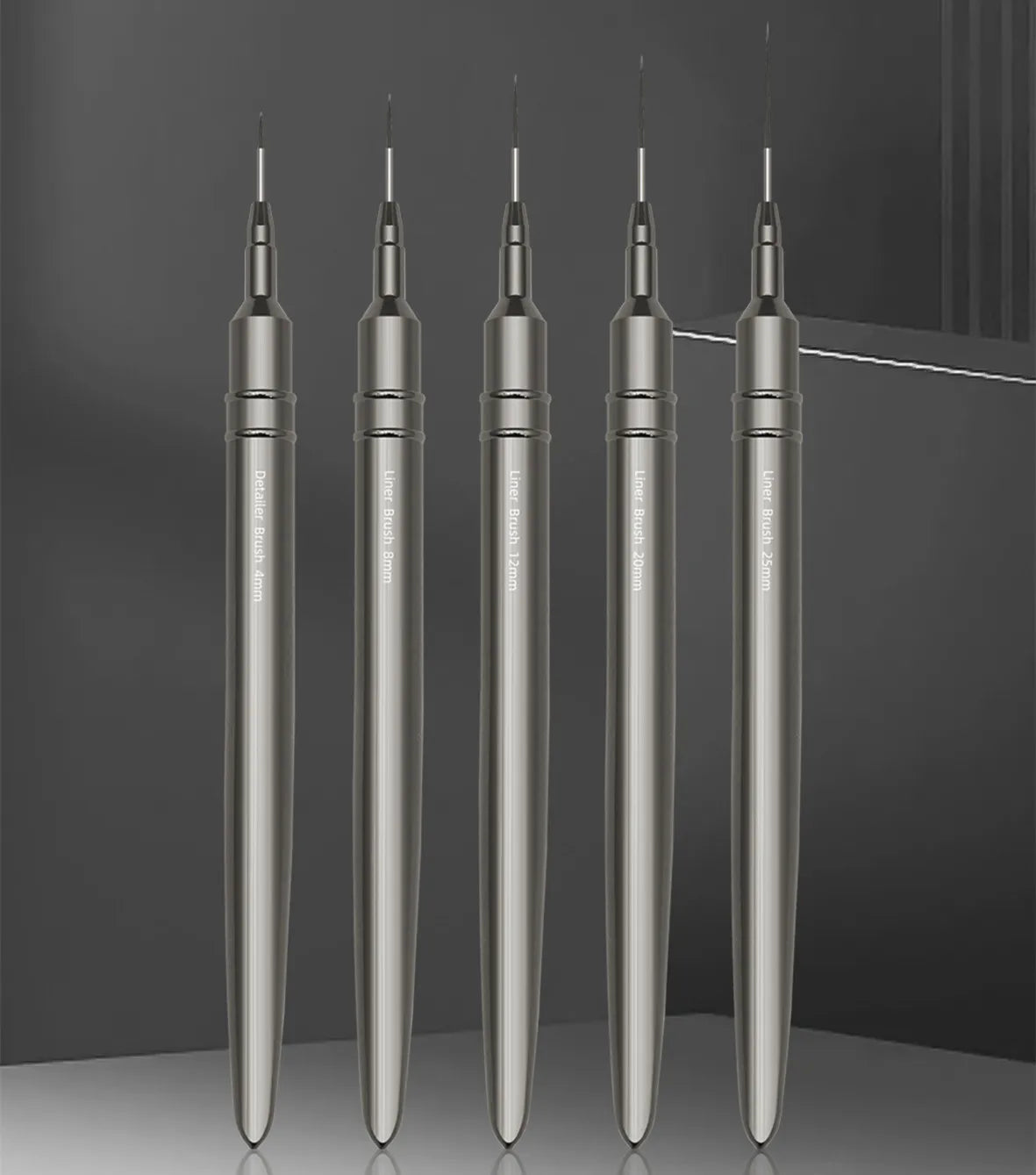 HOT New Professional Nail Liner DIY Drawing Painting Flower Line Stripes Pen 4/8/12/20/25mm 5pcs Metal Handle Nail Art Brush Set