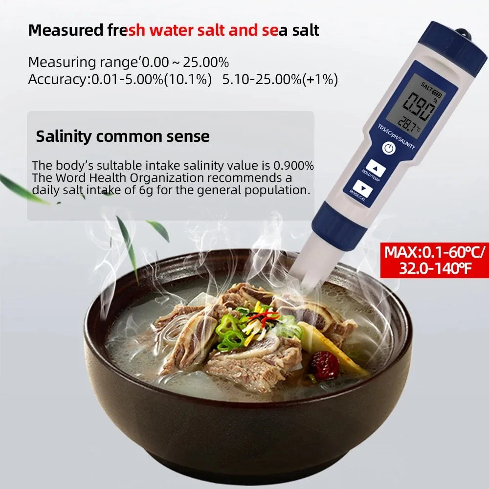 Five-in-One Digital Water Quality Tester