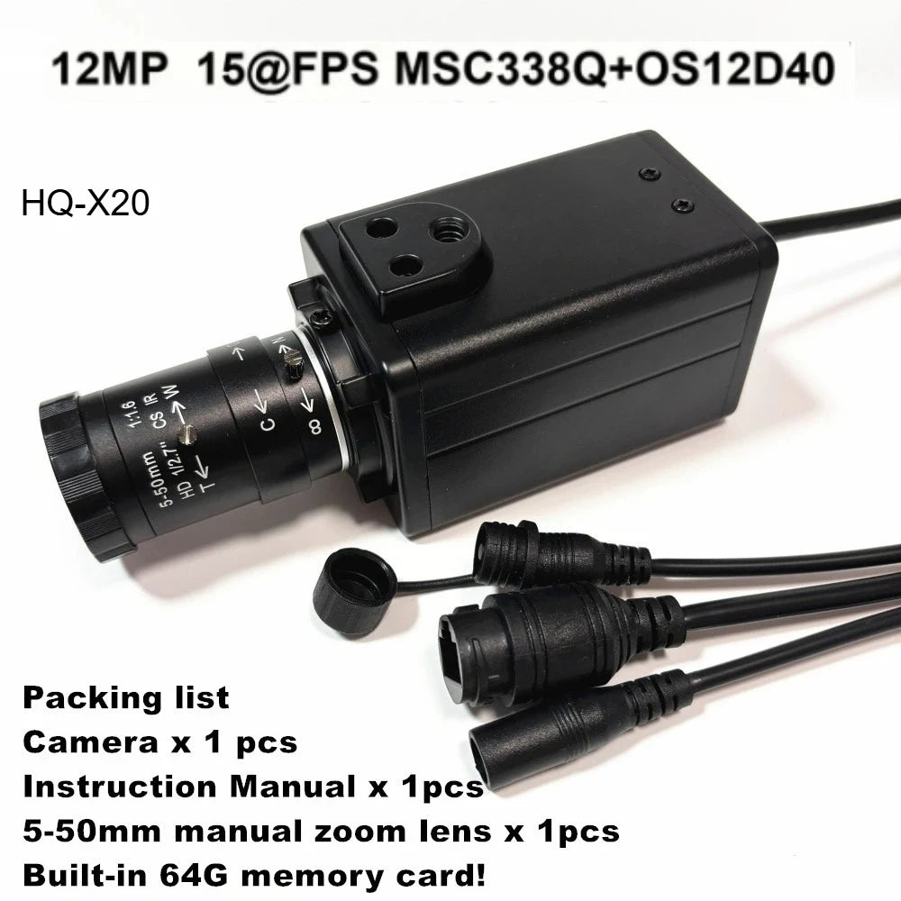 12MP POE IP-camera met RTSP RTMP ONVIF en 64GB-kaart