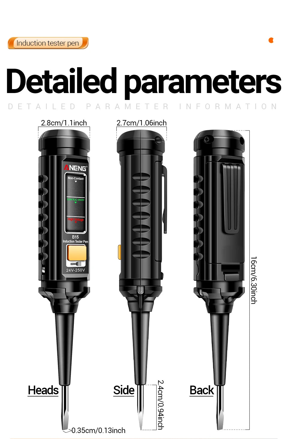 ANENG B15 Induction Teste Pen Highlight Color Light Professional AC Voltage Detection Electrician Screwdriver Testing Tools