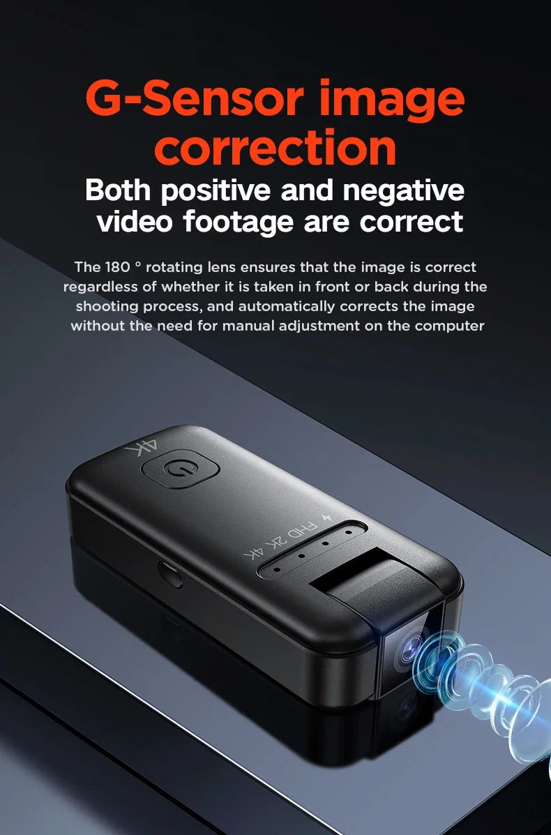 Câmara Micro Full HD 4K Equipamento de Gravação Portátil para Motocicletas, Bicicletas, Registos de Polícia/Aplicação na Lei, Extrema