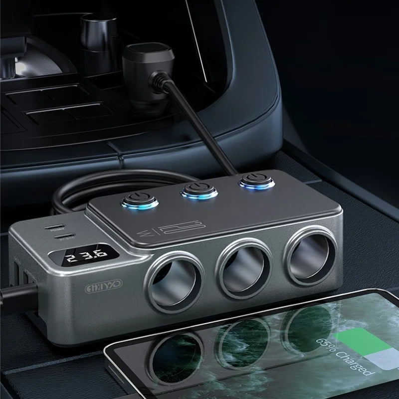 Car Cigarette Lighter Splitter Adapter with Multi-Port USB Charging