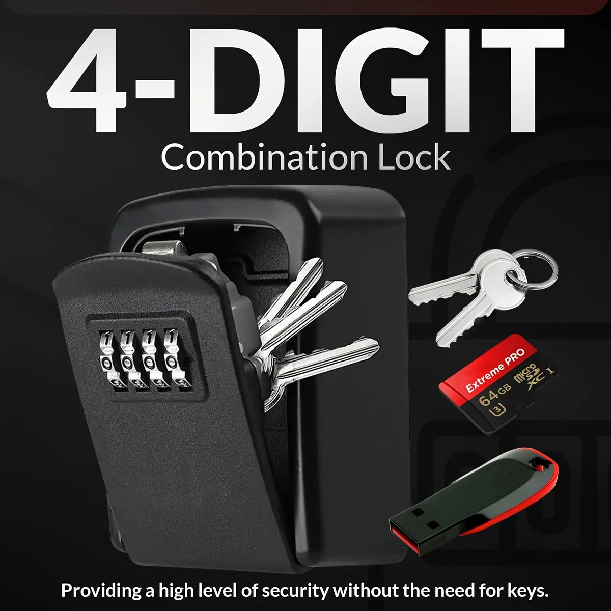 Wall-Mounted Four-Digit Combination Key Box
