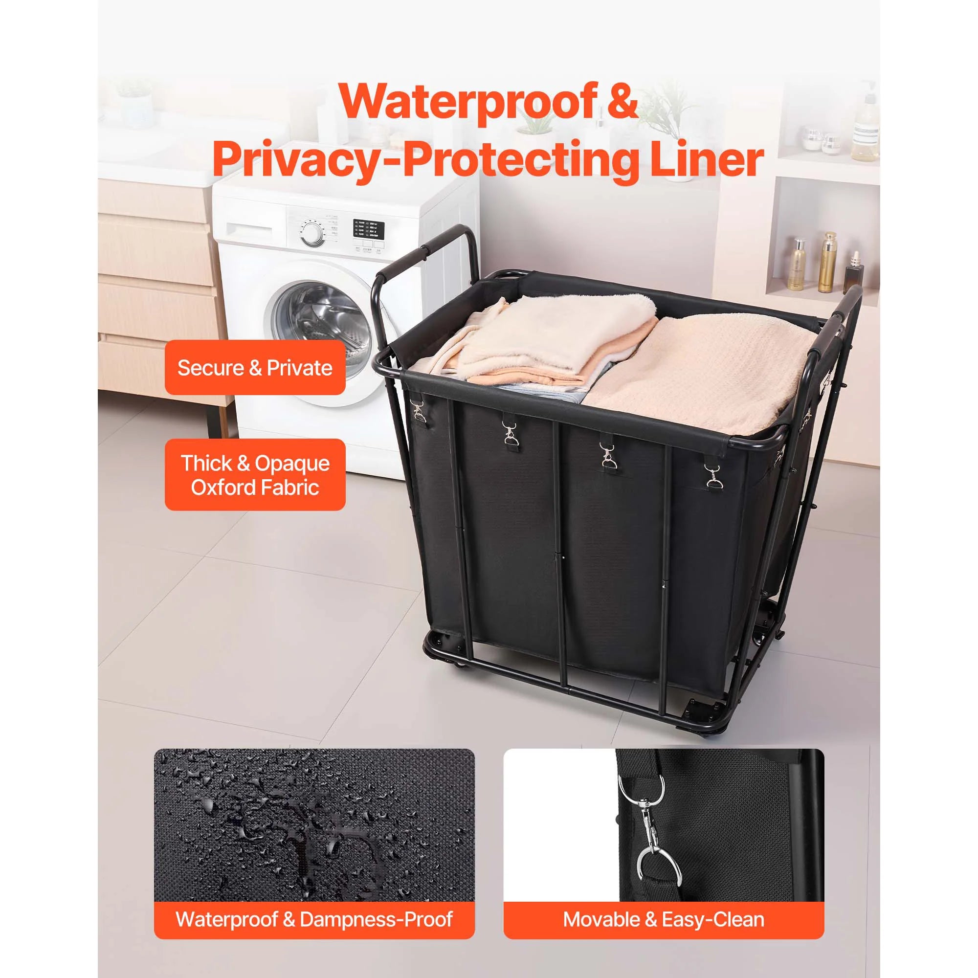 Chariot à linge roulant avec roues Panier utilitaire robuste pour courses