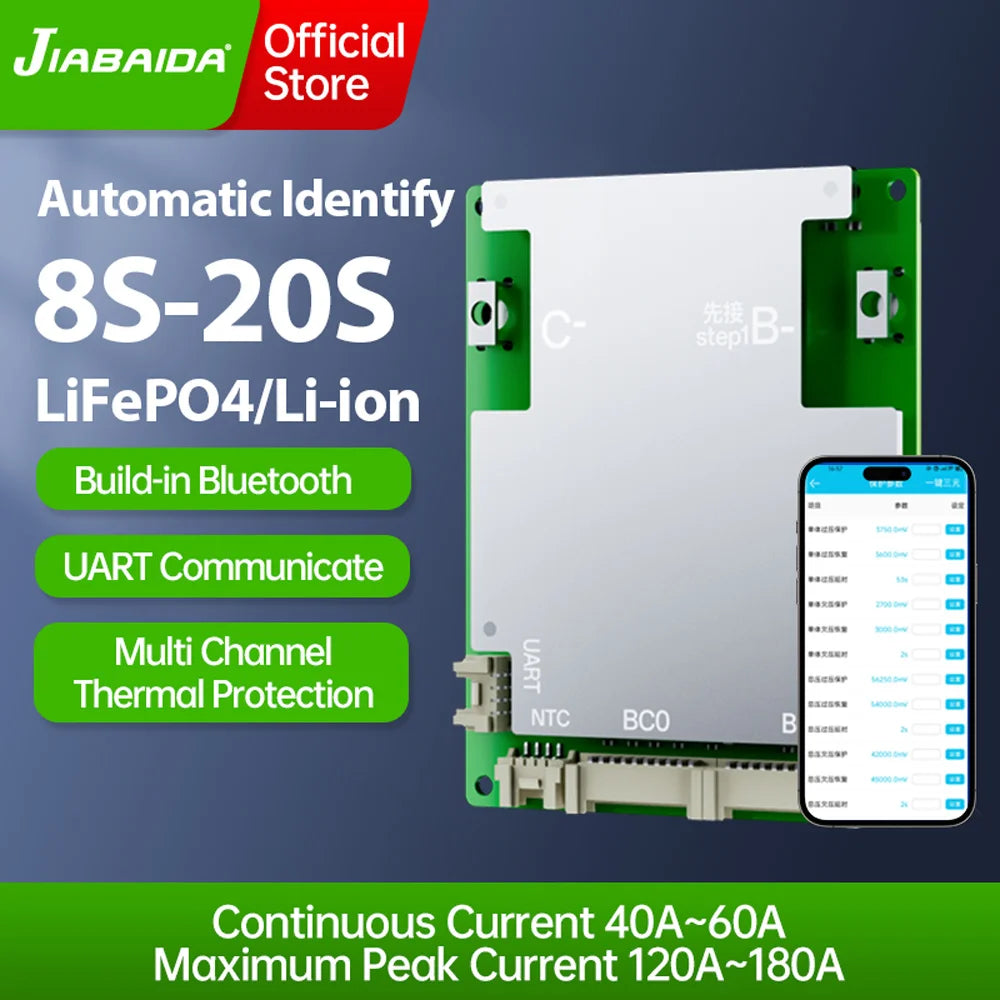 DB20SA02 Smart BMS for LiFePO4 or Li-Ion Packs