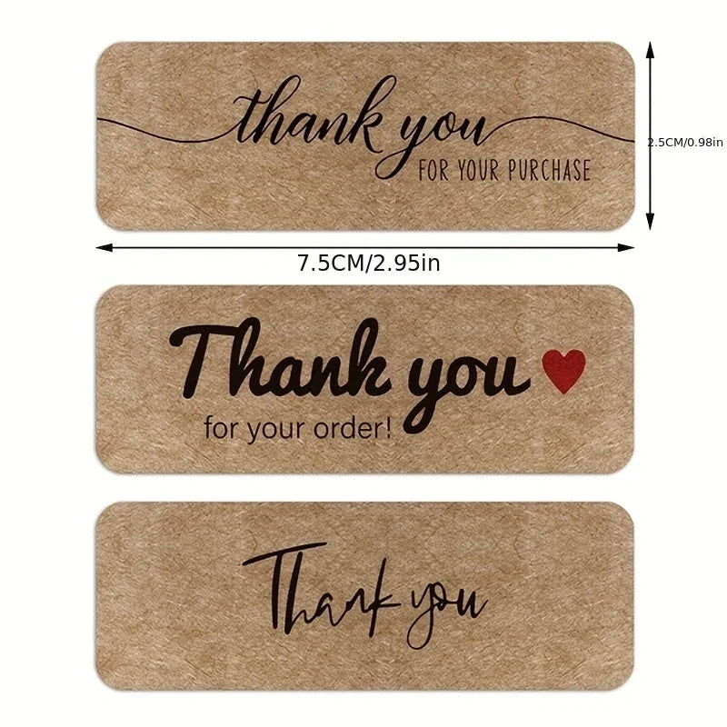 Kraft Paper Thank You Stickers Roll for Gift Packaging