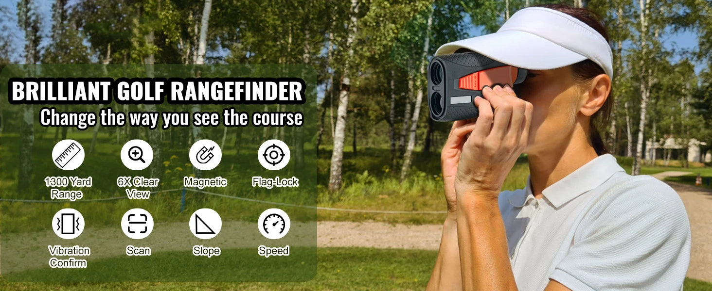 Magnetic Golf Rangefinder 1300 Yards with Slope & Flag Lock