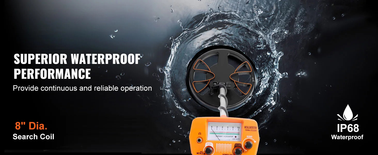 8-Inch Waterproof Metal Detector with Adjustable Shaft for Adults