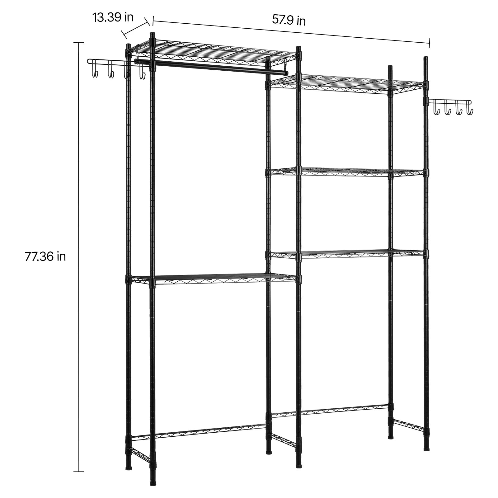 SucceBuy Over Washer and Dryer Storage Shelves Laundry Room Drying Rack with Hanger Rod and Hooks for Laundry Room Organization