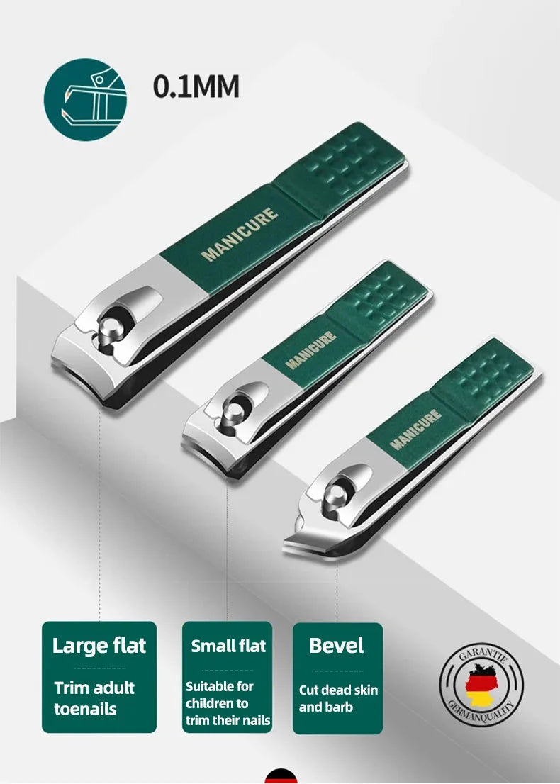 Green Manicure Set with Leather Case