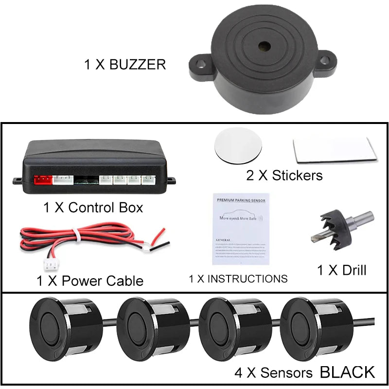12 V Einparkhilfe-Set - Vier Sensoren mit 22 mm