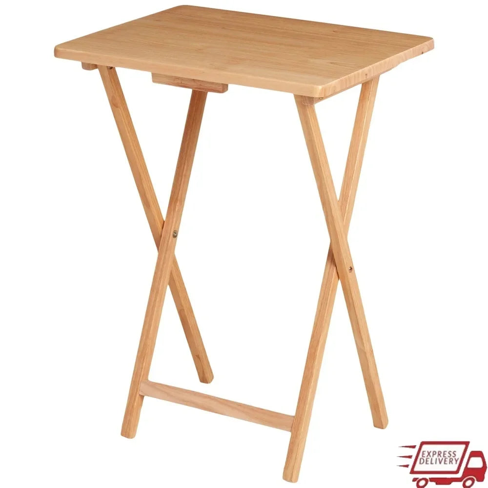 Folding TV Tray Table Solid Wood Portable Compact Space Saving