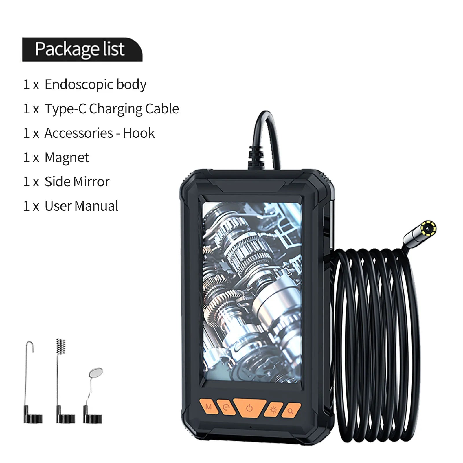 1080P HD Endoscope Camera with 4.3" LCD and 8 LEDs