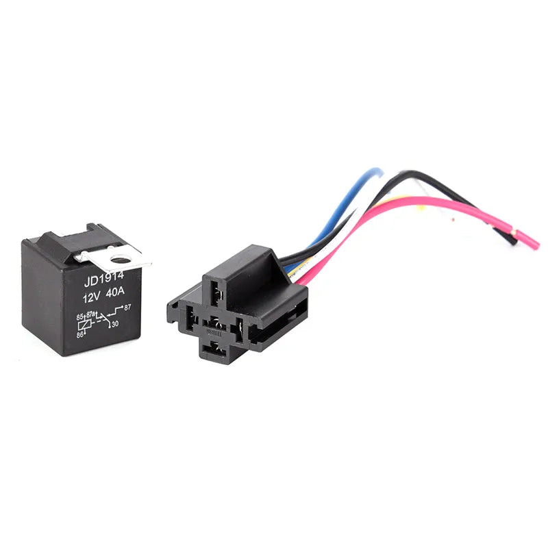 Waterproof Automotive Relay 12v 5pin 40a Car Relay With Black Red Copper Terminal Auto Relay With Relay Socket 1pc