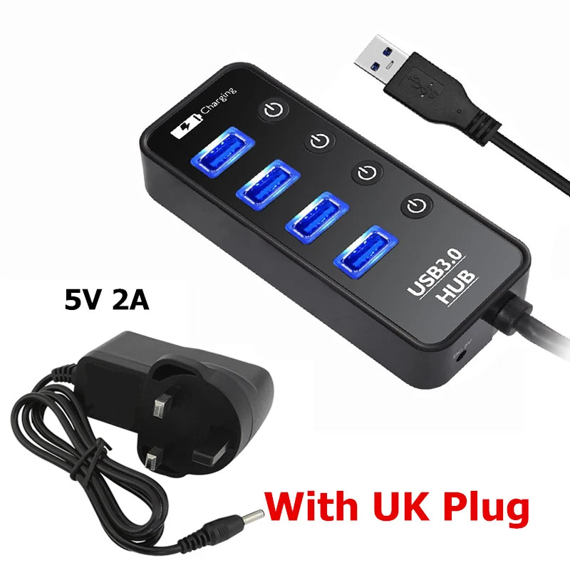 4-Port Switched USB Hub, Power Adapter Options