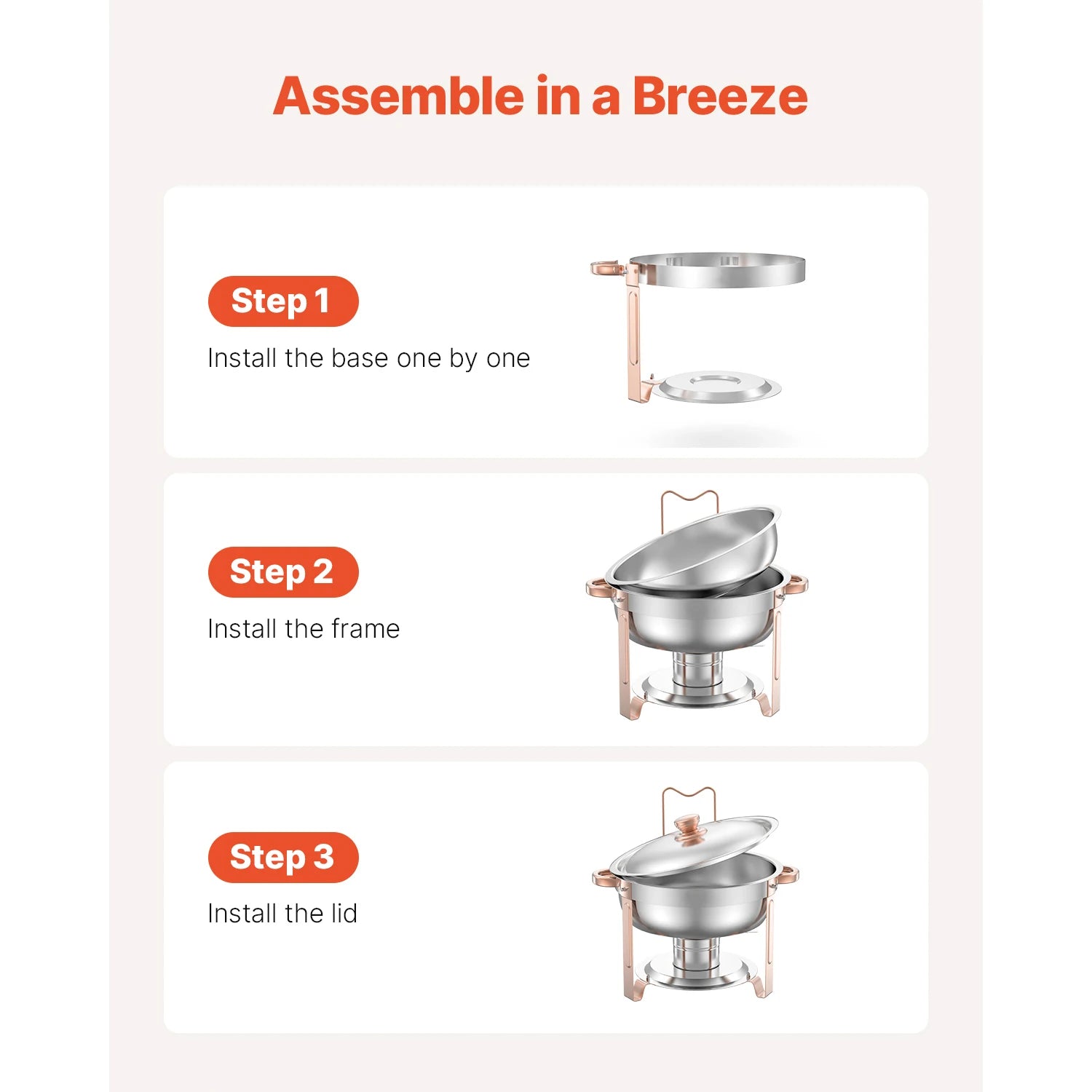 5Qt Stainless Steel Chafing Dish Set – Buffet Warmers (4 Pack)