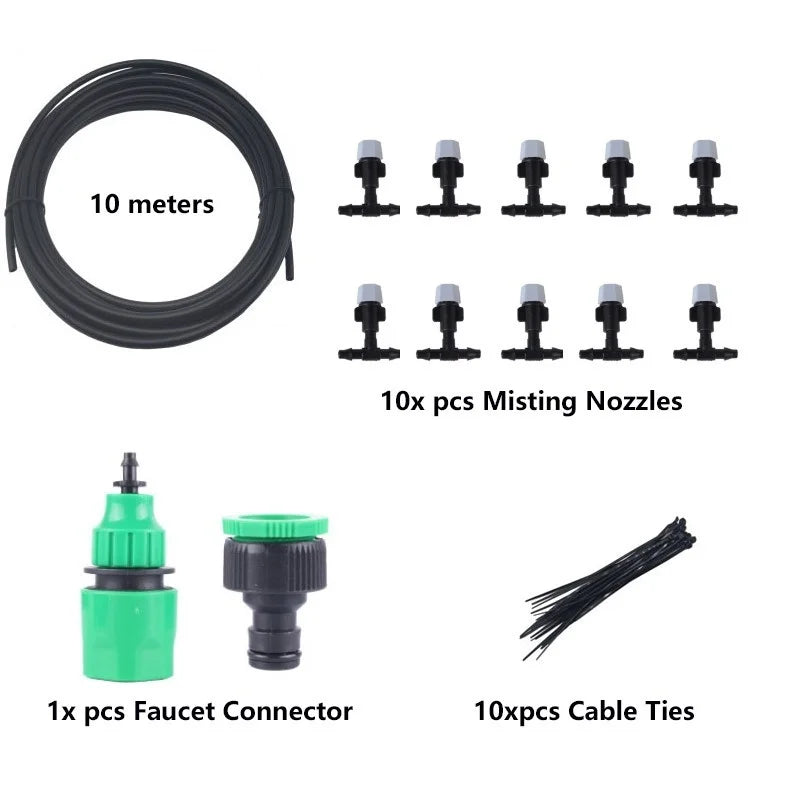 10m Garden Misting Kit with 10 Adjustable Nozzles