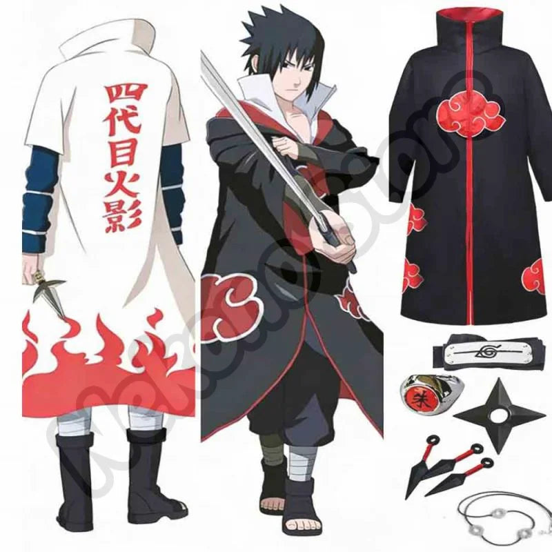 Ensemble de costume de cosplay Akatsuki avec cape inspirée des animés